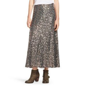 Mossimo Rose Gold and Gray Sequin Maxi Skirt